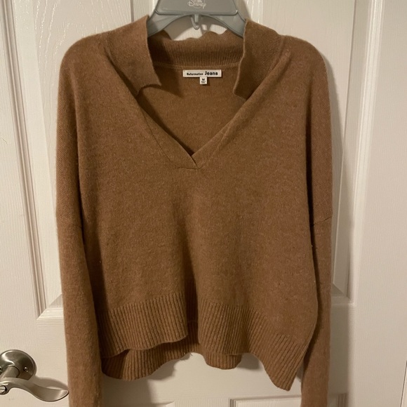 Reformation Sweaters - Reformation Crop Cashmere Polo Sweater Size Medium